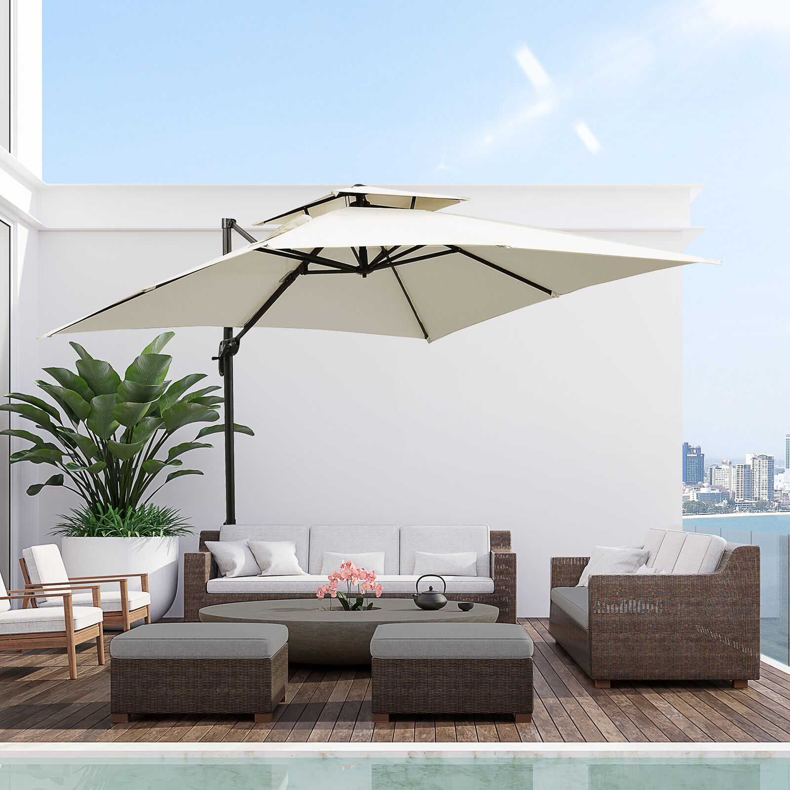 Embracing Natural Beauty and Warmth: The Timeless Appeal of Wood Frames for Outdoor Umbrellas