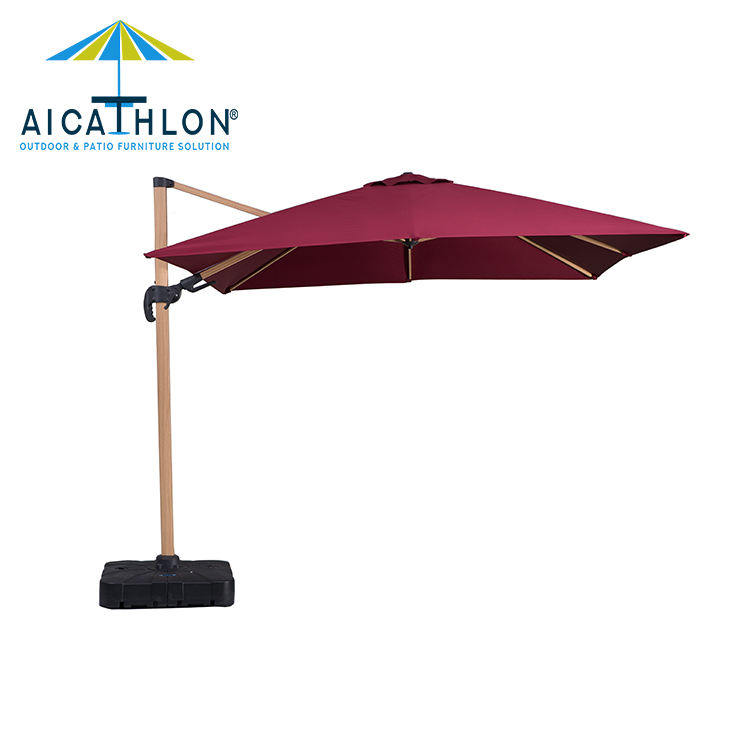 High quality double top Roman umbrella with center light for beach terrace party chat Hand-cranked 360 degree rotatable pole