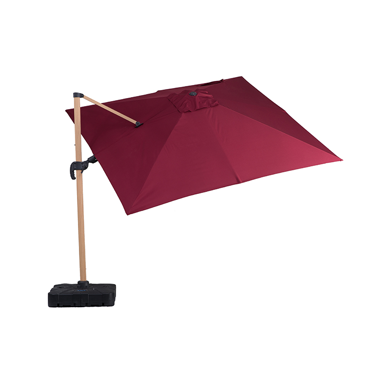 High quality double top Roman umbrella with center light for beach terrace party chat Hand-cranked 360 degree rotatable pole