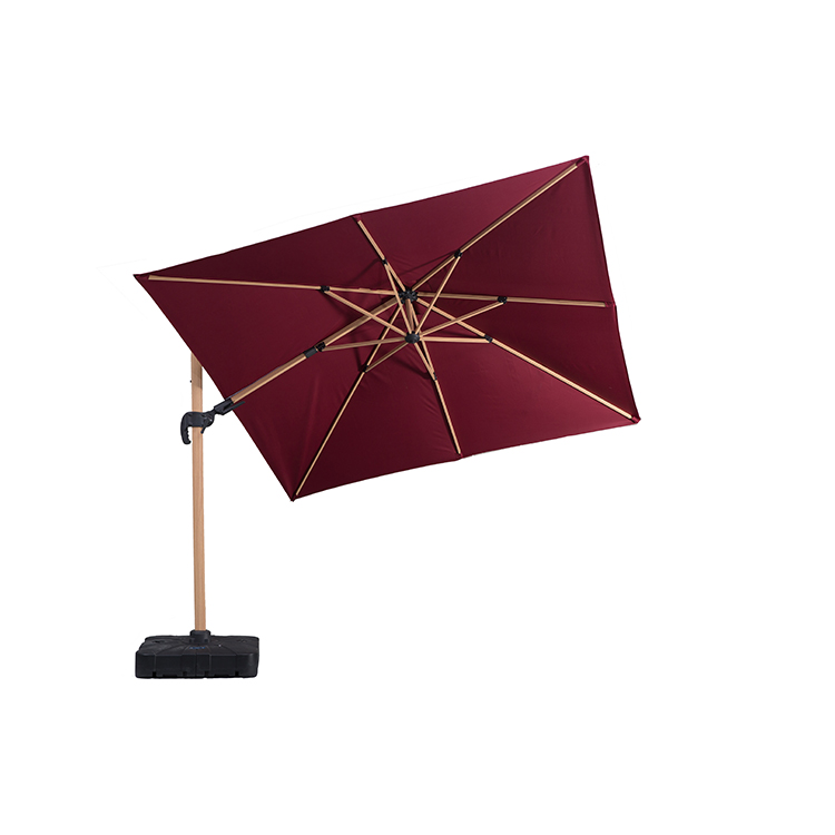 High quality double top Roman umbrella with center light for beach terrace party chat Hand-cranked 360 degree rotatable pole