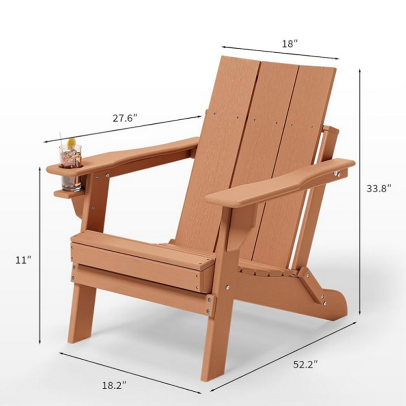 Outdoor Balcony Plastic Wood Adirondack Chairs with Matching Plastic Wooden Coffee Tables