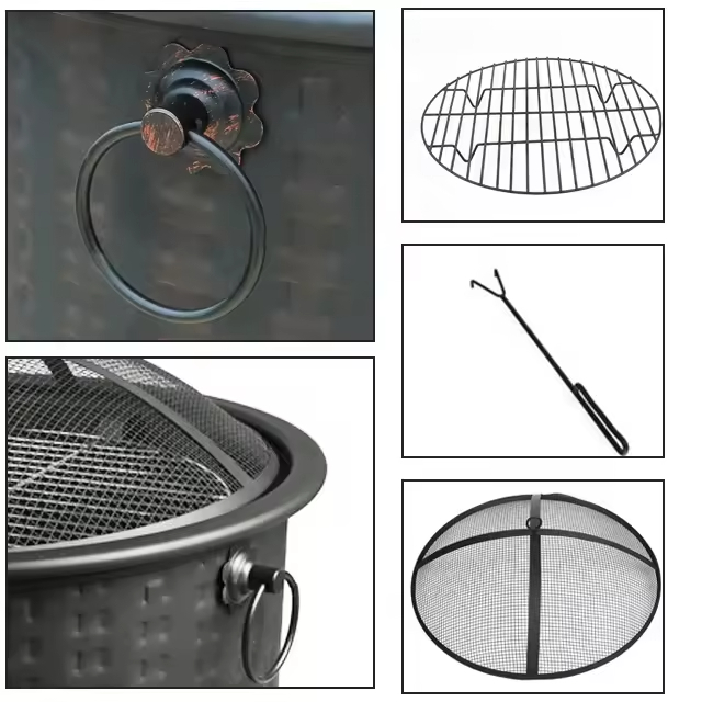 26 INCH Outdoor Heaters Round Wood Burning Fire Pit Bonfire Pit outdoor fire chimney burning garden fire bowl fireplace