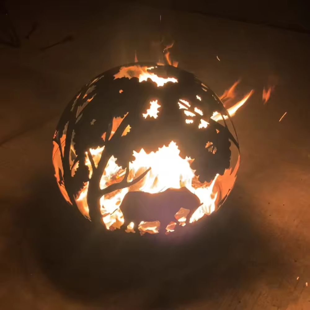 Customized 20INCH Artwork outdoor burner Decorative Portable Spherical fire pit bowls fire pits