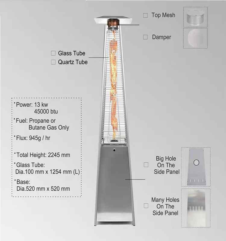 Gas Patio Outside Propane Customizable Outdoor Pyramid Heater