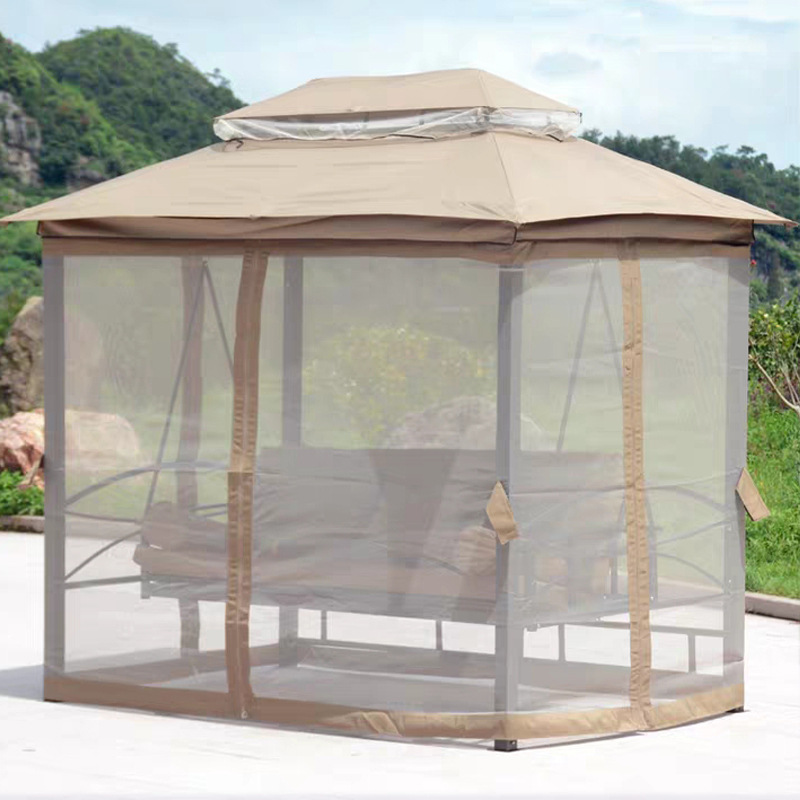 Outdoor Swing Bed Patio Garden Dome Top Gazebo with Netting