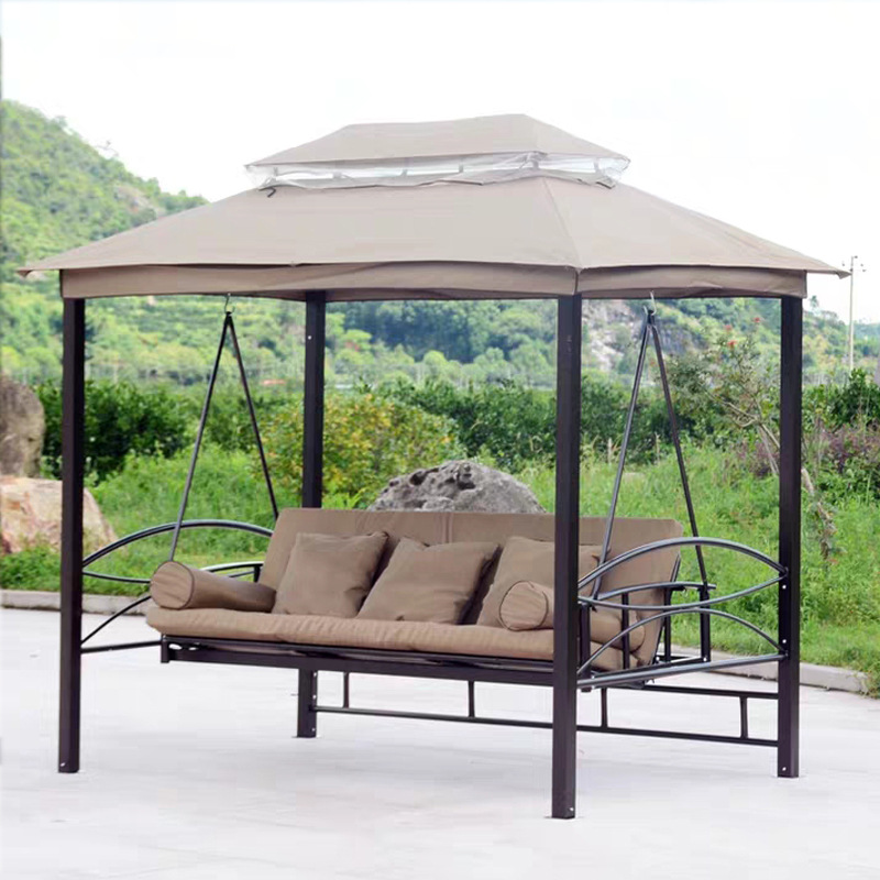 Outdoor Swing Bed Patio Garden Dome Top Gazebo with Netting