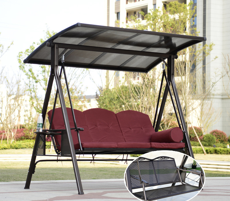 polycarbonate garden swing beach metal patio wrought iron patio swings 2 seater cushion summer winter Swing with cushion