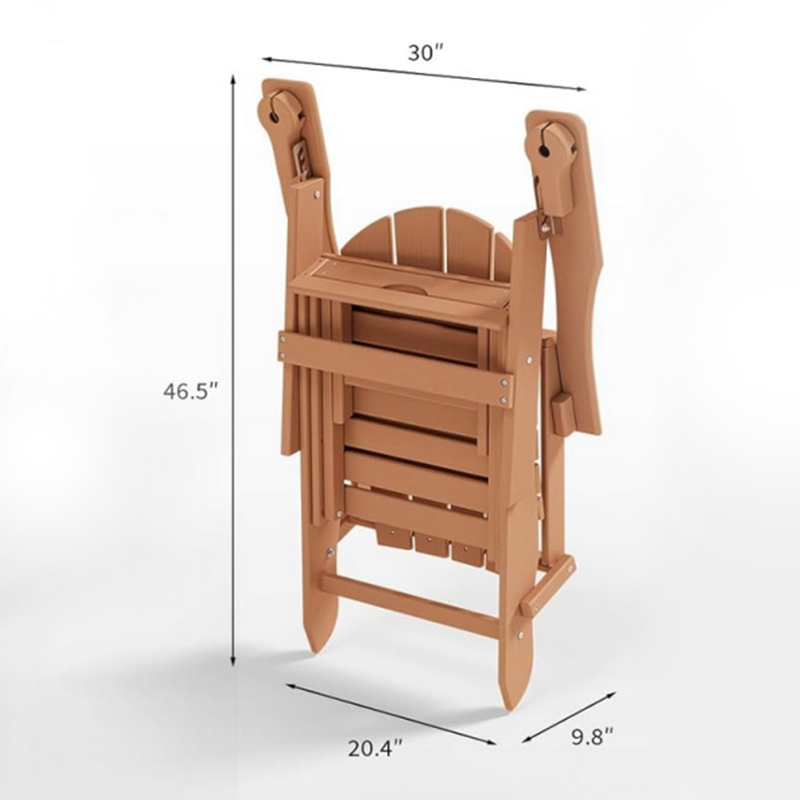 HDPE White Plastic Outdoor Patio Folding Adirondack Chair with Pull-Out Footrest