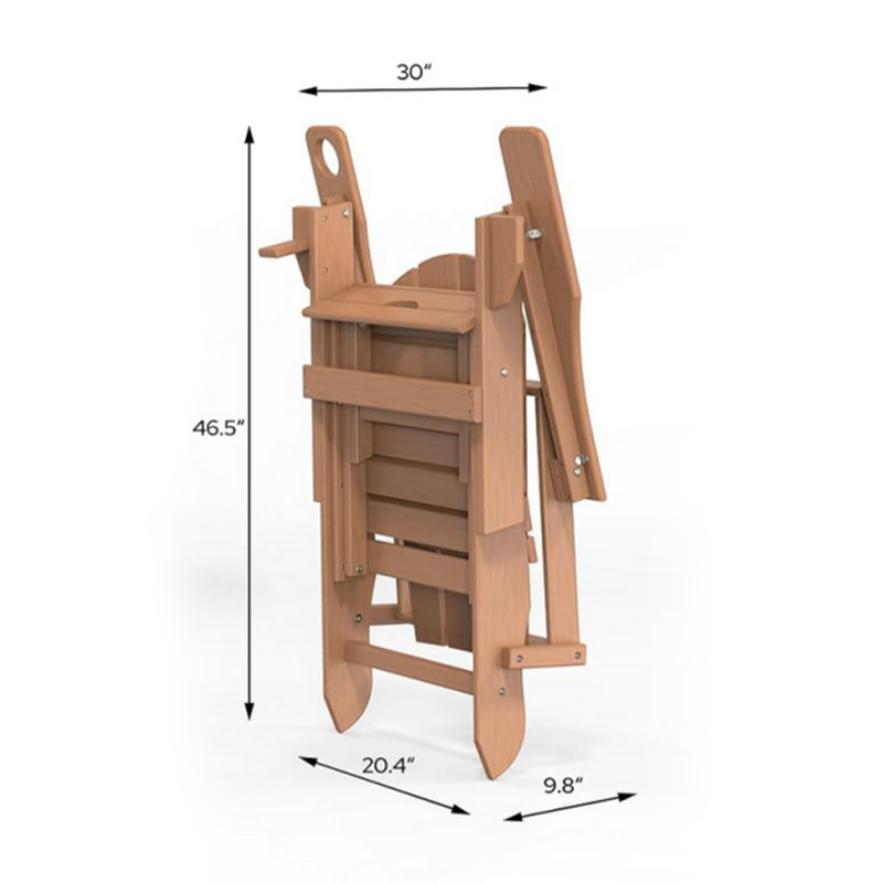 HDPE White Plastic Outdoor Patio Folding Adirondack Chair with Pull-Out Footrest