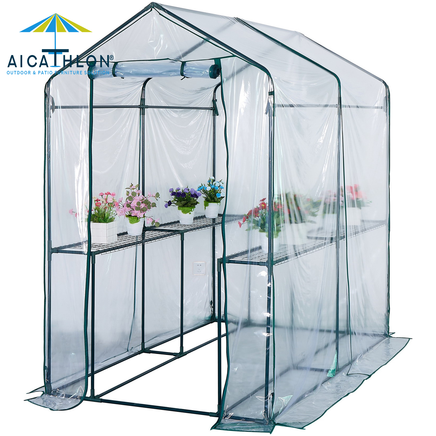 3 Tier Mini Greenhouse Cold Frame PVC Plastic Outdoor Garden Steel Frame Plants Grow House