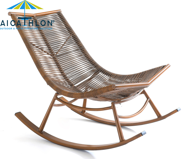 Modern design PE rattan aluminum alloy Rocking chair for high quality leisure outdoor rocking chair Garden WaterCushion