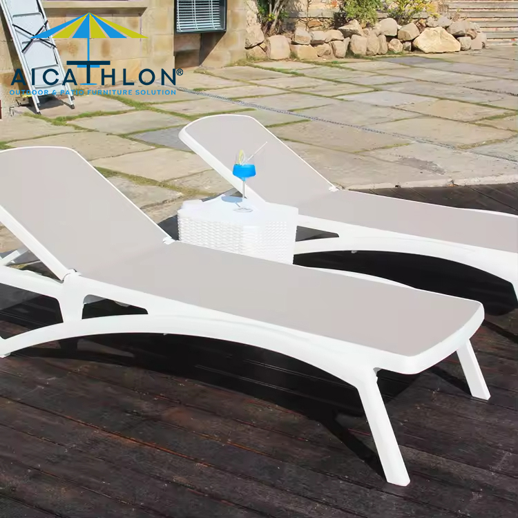 Garden Mesh Fabric Sunlounger Beach Pool Sunbed Patio Chaise Sun Lounge