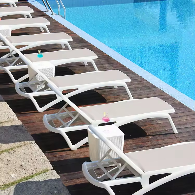 Garden Mesh Fabric Sunlounger Beach Pool Sunbed Patio Chaise Sun Lounge