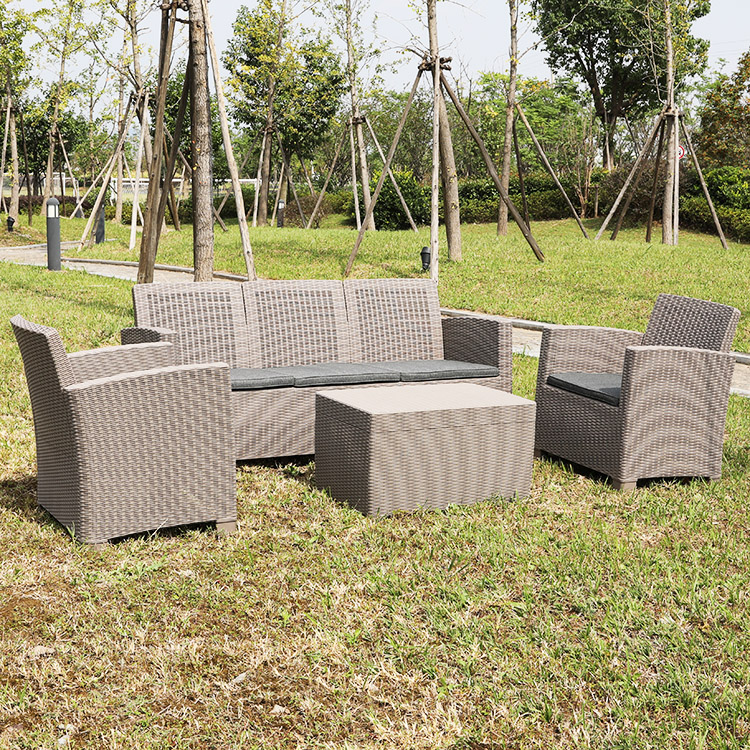 Outdoor Furniture 5 Seat Wicker Rattan Sofa Garden Set With Storage Table