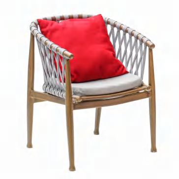 New outdoor rope furniture aluminum cafe restaurant dining arm chair