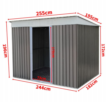 8 x 10 home storage sheds tool metal shed outdoor shed metal garden grey